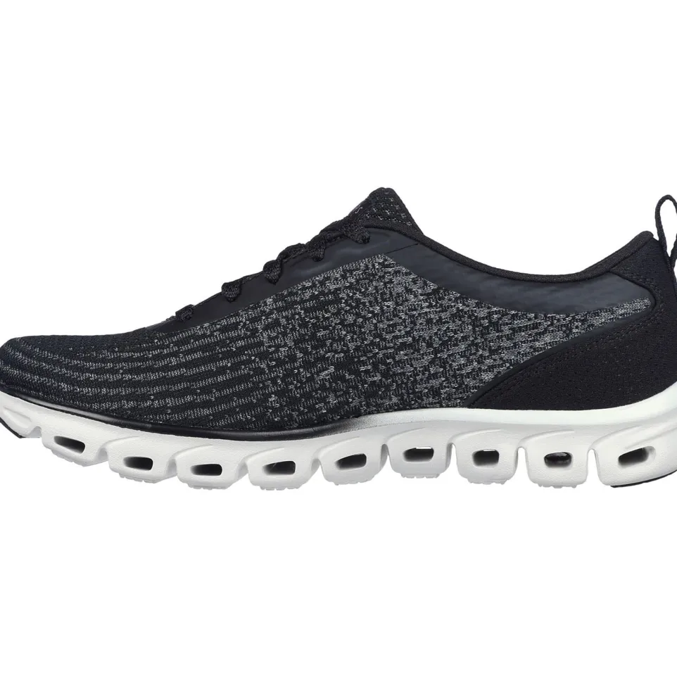 Women's Wide Fit Skechers 104325 Glide-Step Head Start Trainers - Black