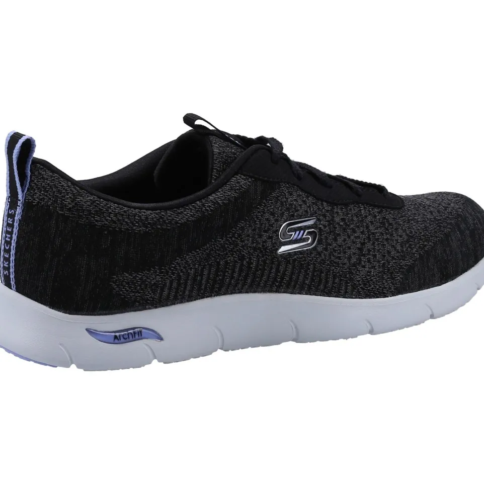 Women's Wide Fit Skechers 104272 Arch Fit Refine Trainers - Black/White