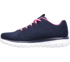 Womens Wide Fit Skechers 12615 Walking Trainers - Navy/Hot Pink