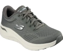 Women's Wide Fit Skechers 150051 Arch Fit 2.0 Big League Trainers - Olive