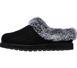 Womens Wide Fit Skechers Keepsakes Ice Angel Mule Slippers - Black