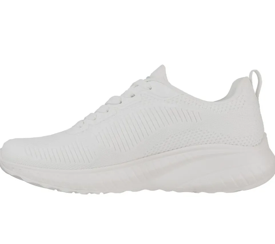 Womens Wide Fit Skechers Bobs Squad Chaos Face Off 117209 Vegan Trainers - Off White
