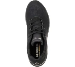 Women's Wide Fit Skechers 73690 Uno - Stand On Air Walking Street Wear Trainers - Black