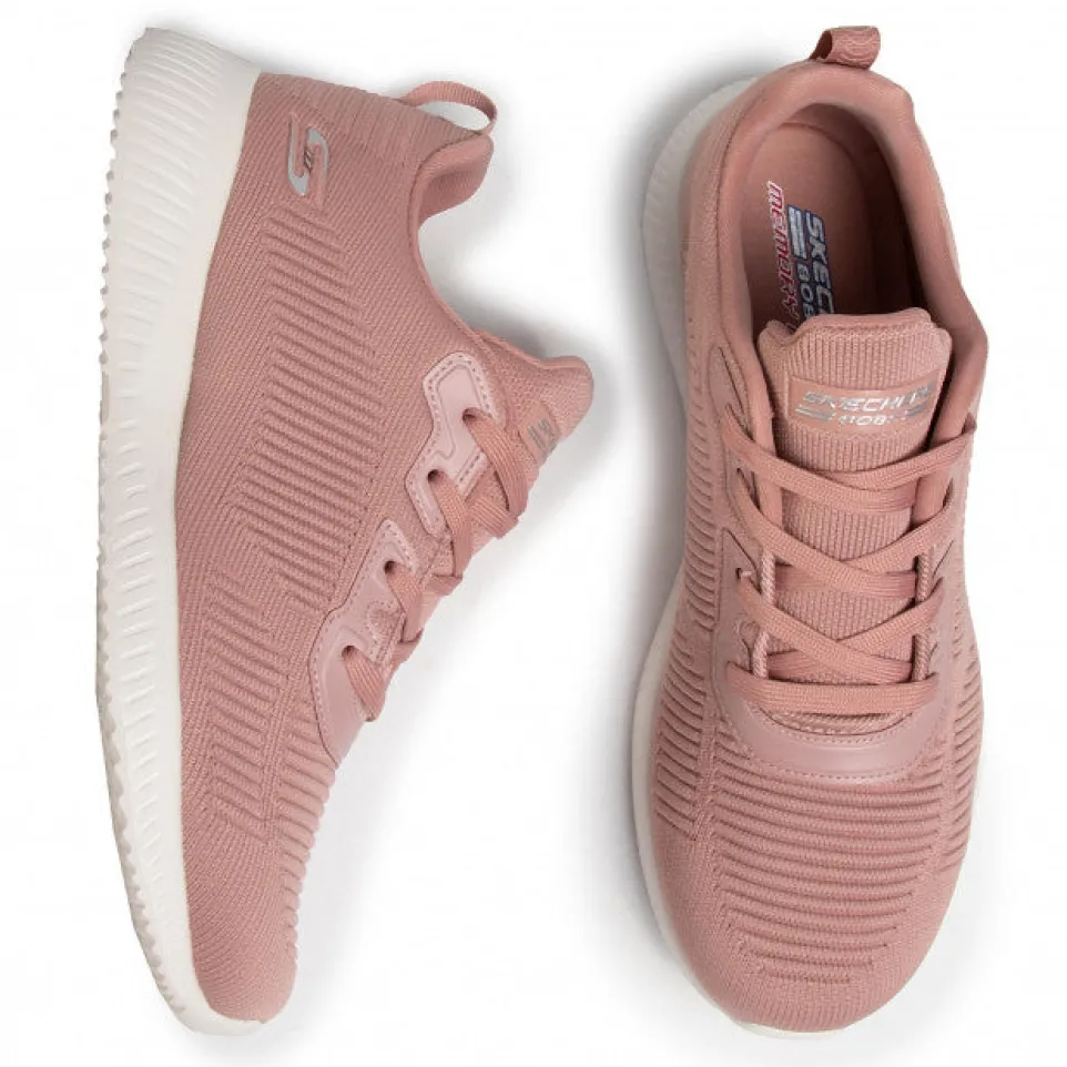 Womens Wide Fit Skechers Bobs Tough Talk-32504 Trainers - Blush