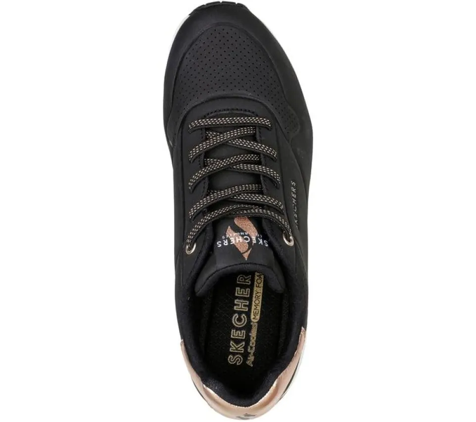 Women's Wide Fit Skechers Uno 155196 Shimmer Away Trainers