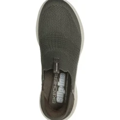Women's Wide Fit Skechers 149708 Slip-ins Ultra Flex 3.0 Cozy Streak Trainers - Olive