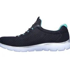Women's Wide Fit Skechers 12980 Summits Slip On Sports Trainers - Charcoal/Green