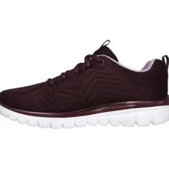 Women's Wide Fit Skechers 12615 Graceful Get Connected Sports Trainers - Wine