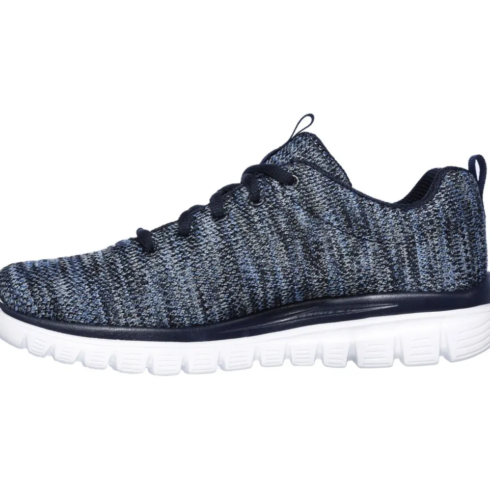Women's Wide Fit Skechers 12615 Graceful Get Connected Sports Trainers - Navy/Blue
