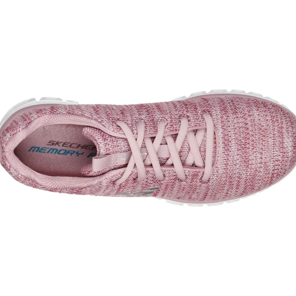 Women's Wide Fit Skechers 12614 Graceful Twisted Fortune Trainers - Mauve