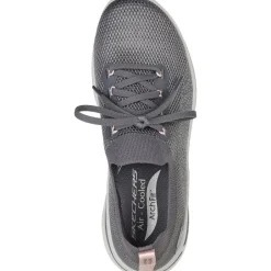 Women's Wide Fit Skechers 124863 Go Walk Arch Fit Clancy Trainers - Grey/Pink