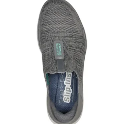 Women's Wide Fit Skechers 124569 Slip-ins GO WALK 6 Fabulous View Trainers - Grey