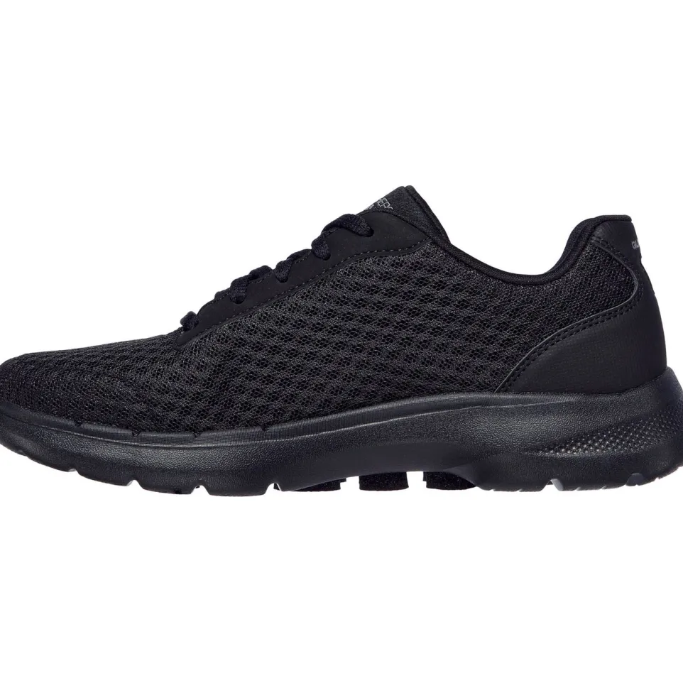 Women's Wide Fit Skechers 124514 Go Walk 6 Iconic Vision Trainers - Black