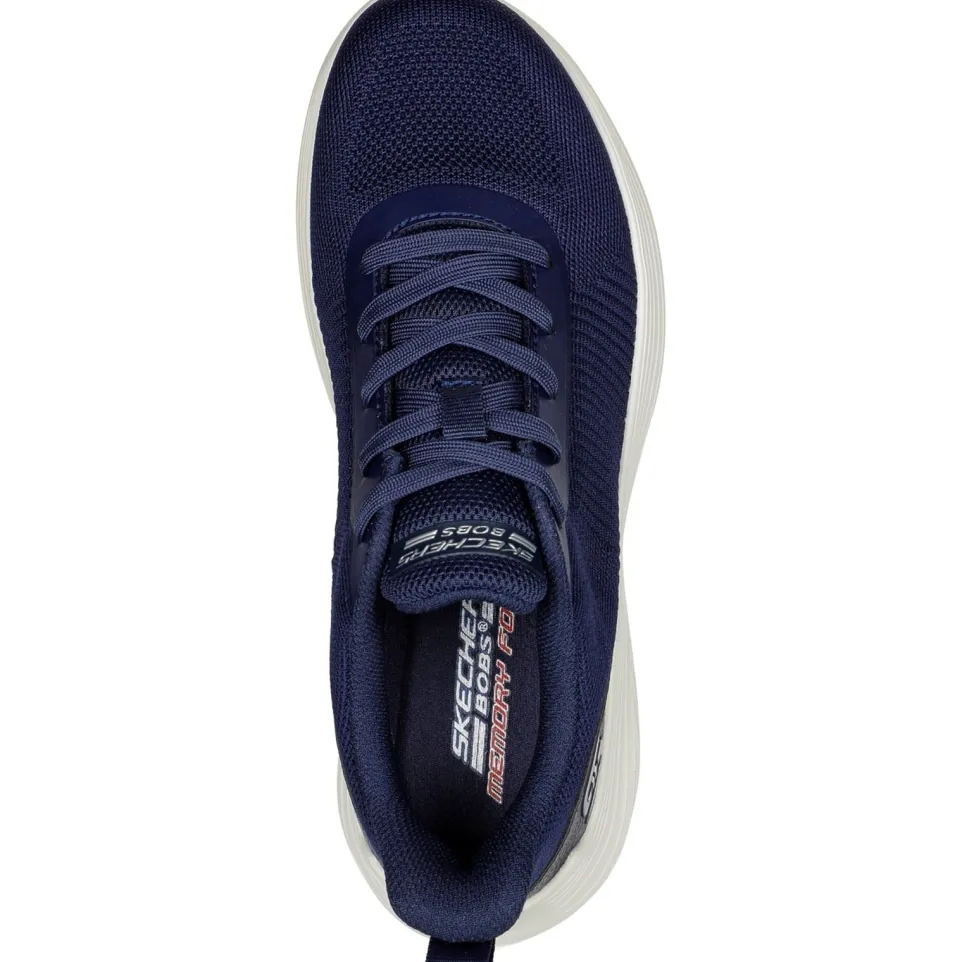 Women's Wide Fit Skechers 117470 Bobs Squad Waves Sports Trainers - Navy