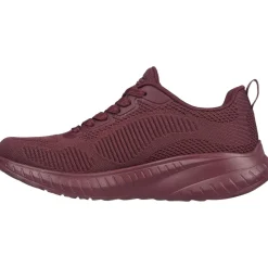 Women's Wide Fit Skechers 117209 Bob Squad Chaos Face Off Trainers -Plum