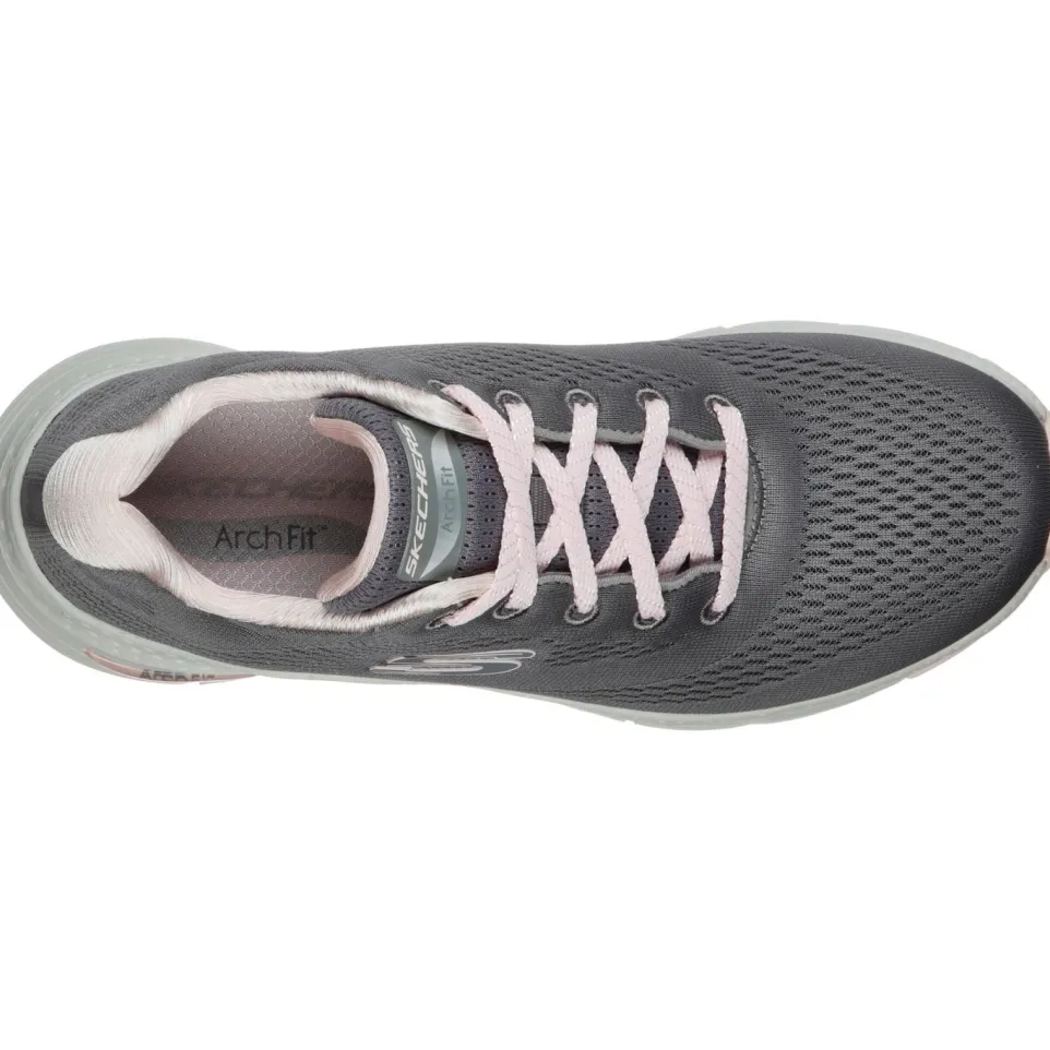 Women's Wide Fit Skechers 149057 Unny Outlook Sports Trainers - Grey/Pink
