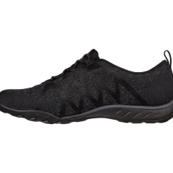 Women's Wide Fit Skechers 100301 Relaxed Fit Breathe Easy Infi Knity Trainers - Black