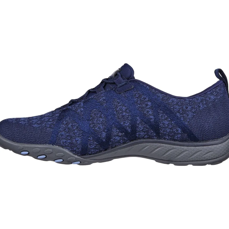 Women's Wide Fit Skechers 100301 Relaxed Fit Breathe Easy Infi Knity Trainers - Navy