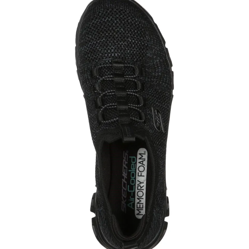 Women's Wide Fit Skechers 104198 Glide Step Grand Flash Trainers - Black