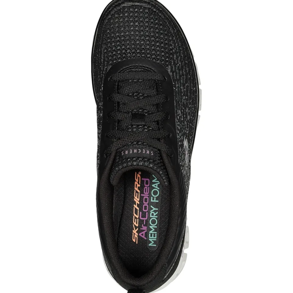 Women's Wide Fit Skechers 104325 Glide-Step Head Start Trainers - Black