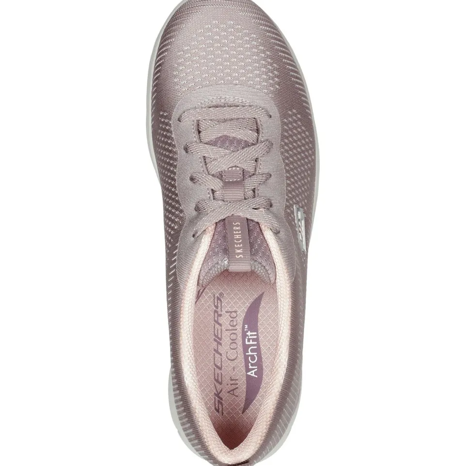 Women's Wide Fit Skechers 104390 Arch Fit Refine Classy Doll Trainers - Dark Taupe