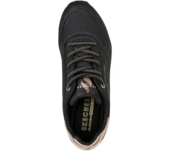 Women's Wide Fit Skechers Uno 155196 Shimmer Away Trainers - Black