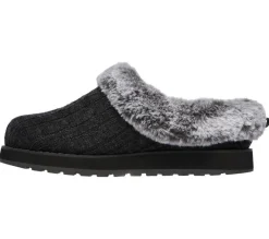 Womens Wide Fit Skechers Keepsakes Ice Angel Mule Slippers - Charcoal