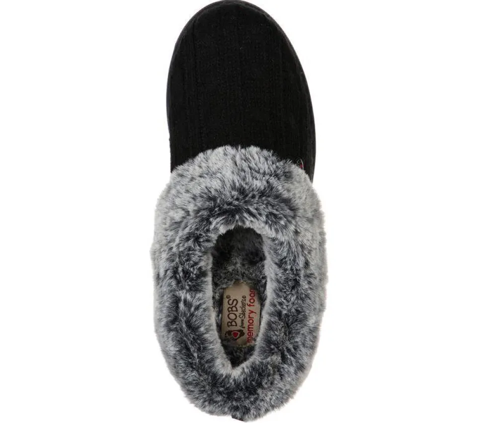 Womens Wide Fit Skechers Keepsakes Ice Angel Mule Slippers - Black