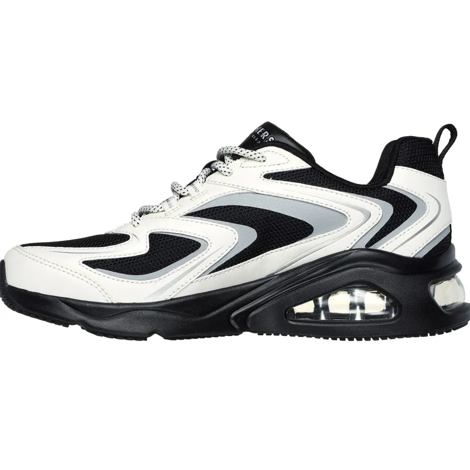 Women's Wide Fit Skechers 177424 Tres Air Uno Street Fl Air Trainers - Black/White