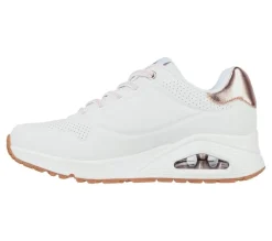 Women's Wide Fit Skechers Uno 155196W Shimmer Away Trainers - White