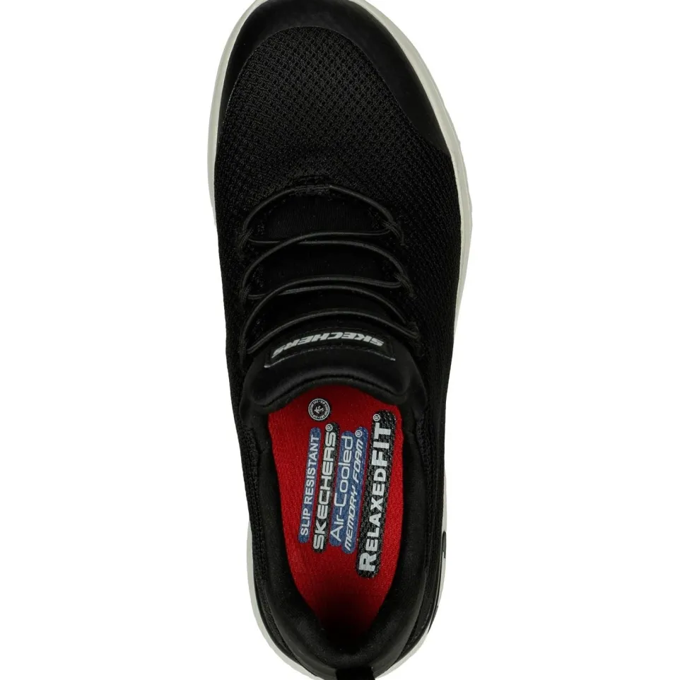 Women's Wide Fit Skechers 77281EC Marsing Waiola SR Safety Trainers - Black/White
