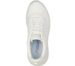 Womens Wide Fit Skechers Bobs Squad Chaos Face Off 117209 Vegan Trainers - Off White