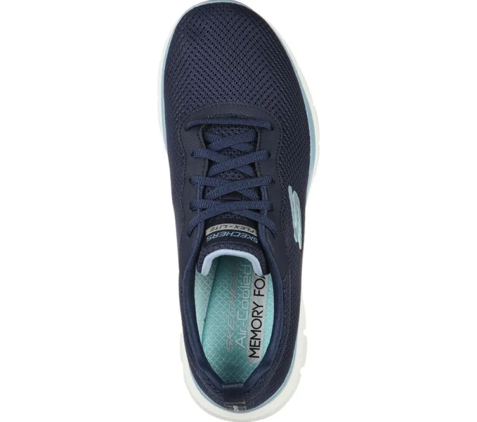 Womens Wide Fit Skechers Flex Appeal 4.0 - 149303 Walking Trainers - Navy Blue