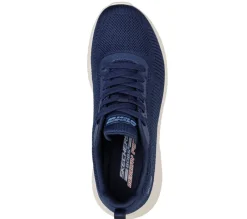 Womens Wide Fit Skechers Bobs Squad Chaos Face Off 117209 Vegan Trainers - Navy
