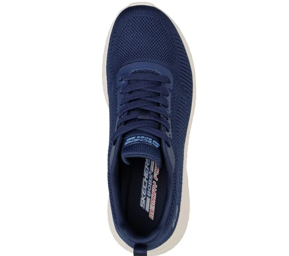 Womens Wide Fit Skechers Bobs Squad Chaos Face Off 117209 Vegan Trainers - Navy