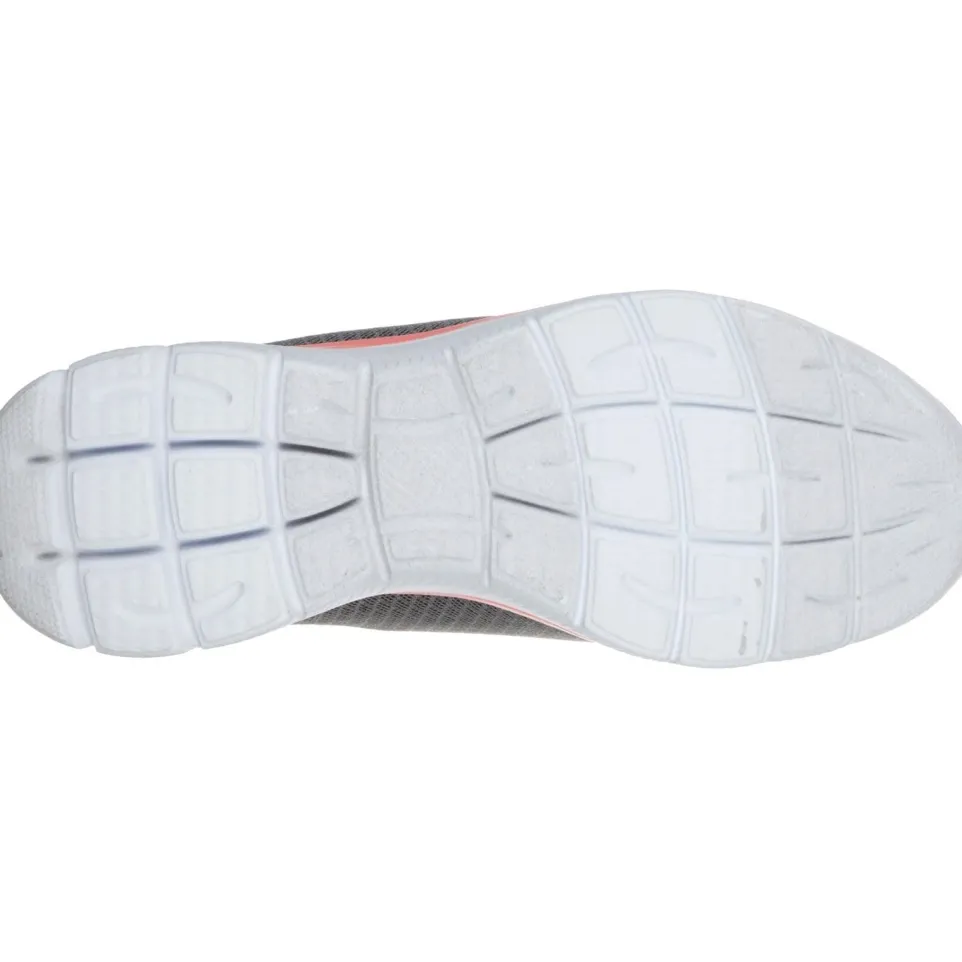 Women's Wide Fit Skechers 12980 Summits Slip On Sports Trainers - Grey/Pink