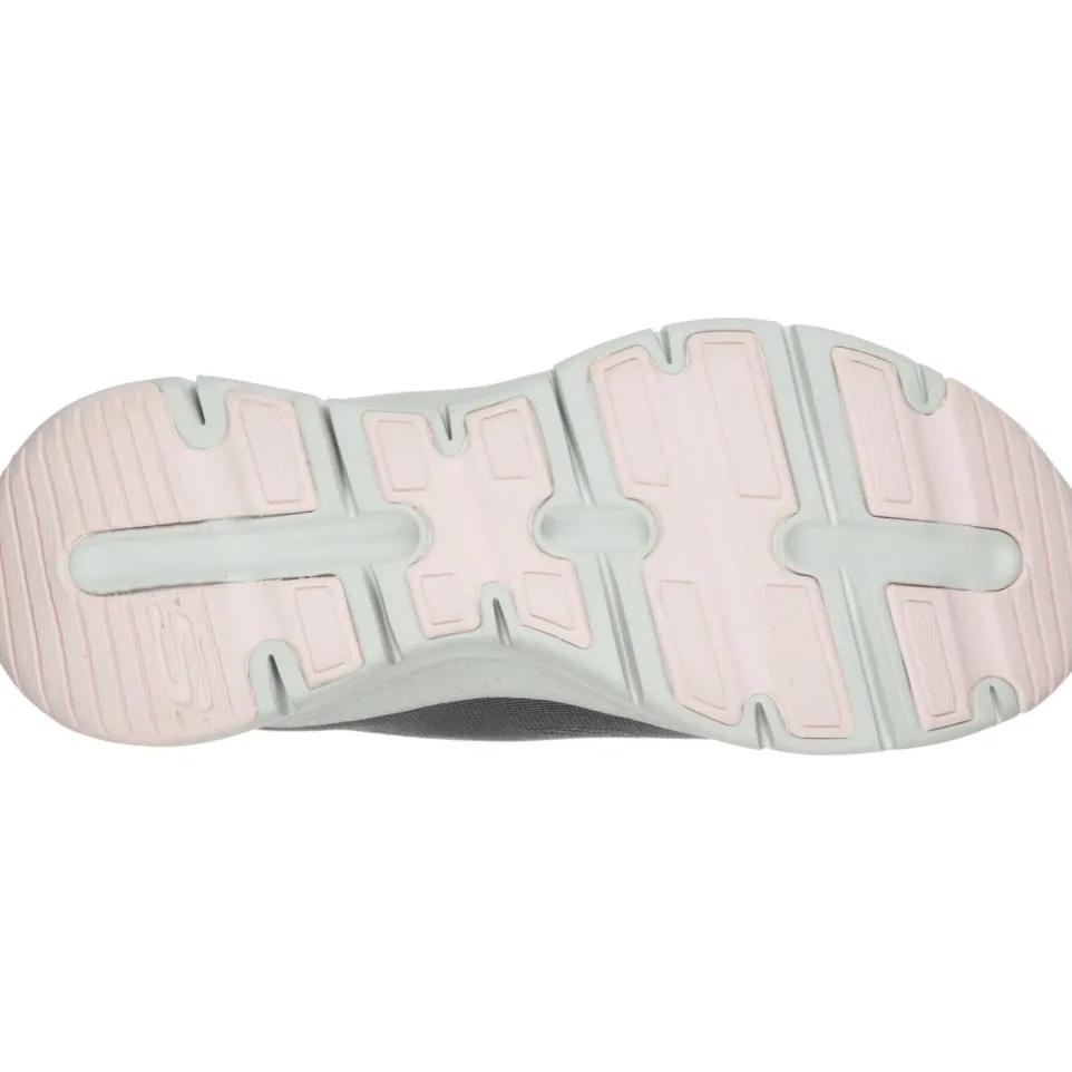 Women's Wide Fit Skechers 149057 Unny Outlook Sports Trainers - Grey/Pink