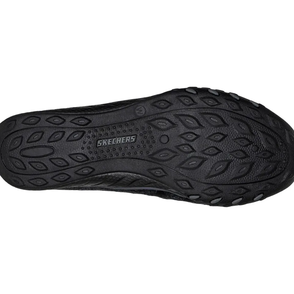 Women's Wide Fit Skechers 100301 Relaxed Fit Breathe Easy Infi Knity Trainers - Black