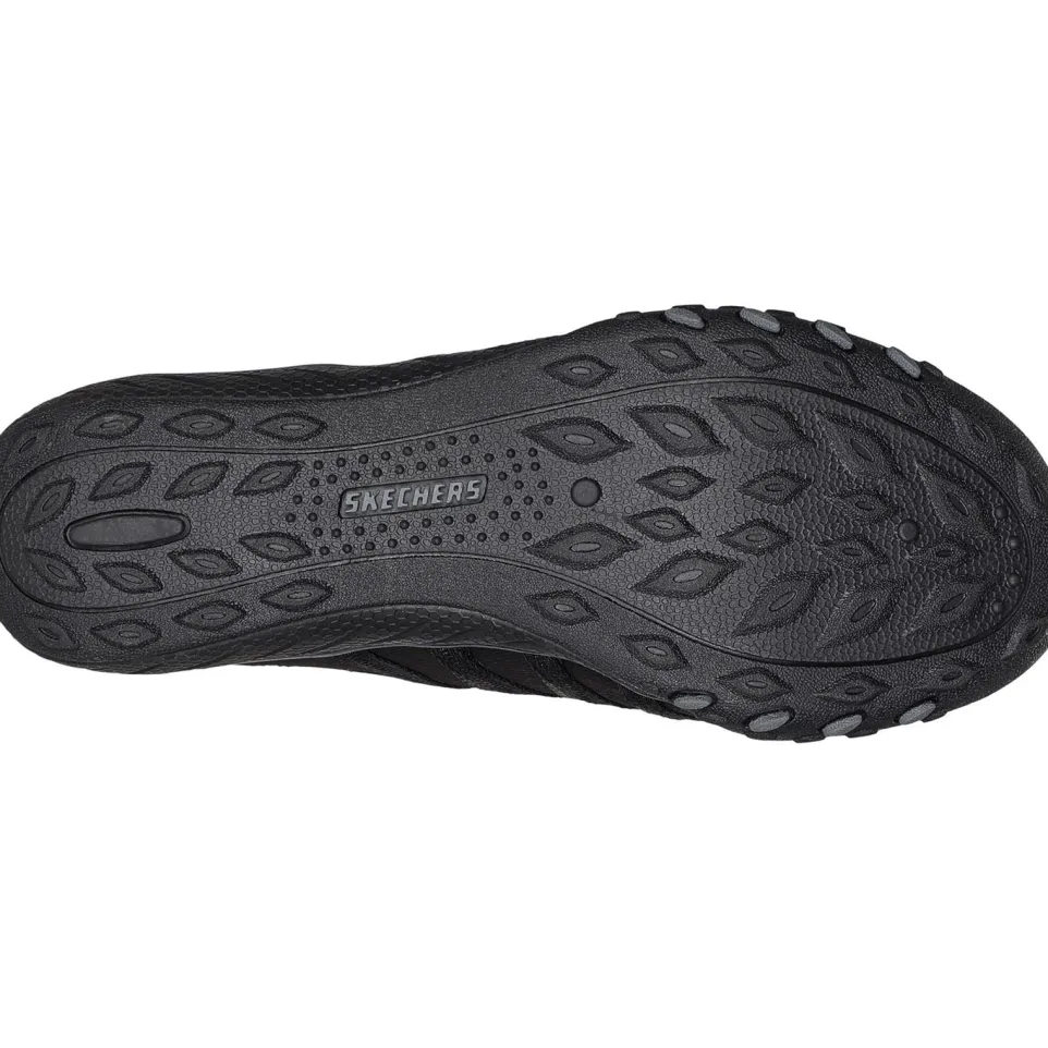 Women's Wide Fit Skechers 100593 Breathe Easy Roll With Me Trainers - Black