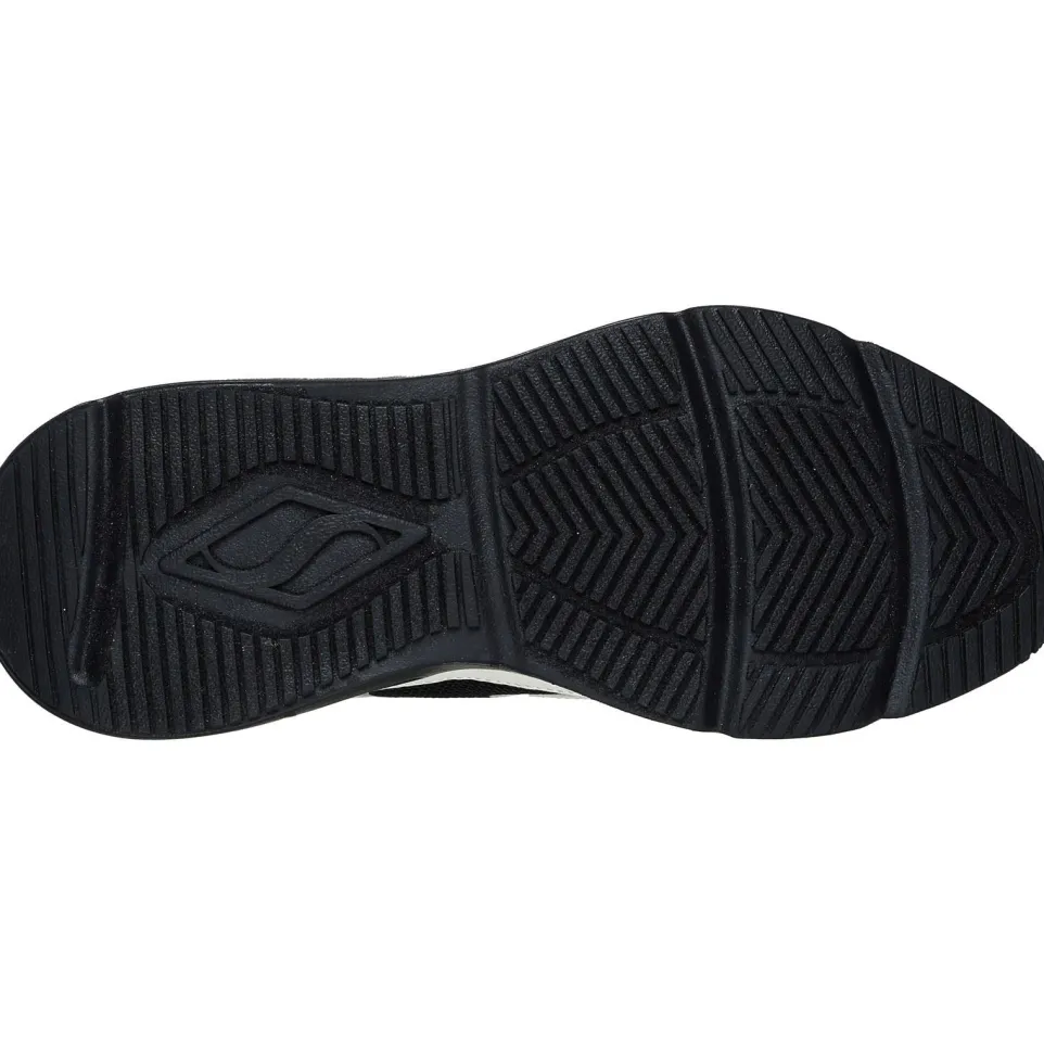 Women's Wide Fit Skechers 177424 Tres Air Uno Street Fl Air Trainers - Black/White