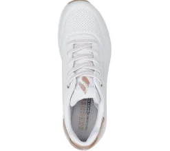 Women's Wide Fit Skechers Uno 155196W Shimmer Away Trainers - White