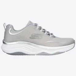 Women's Wide Fit Skechers 149837 D'lux Fitness Pure Glam Trainers