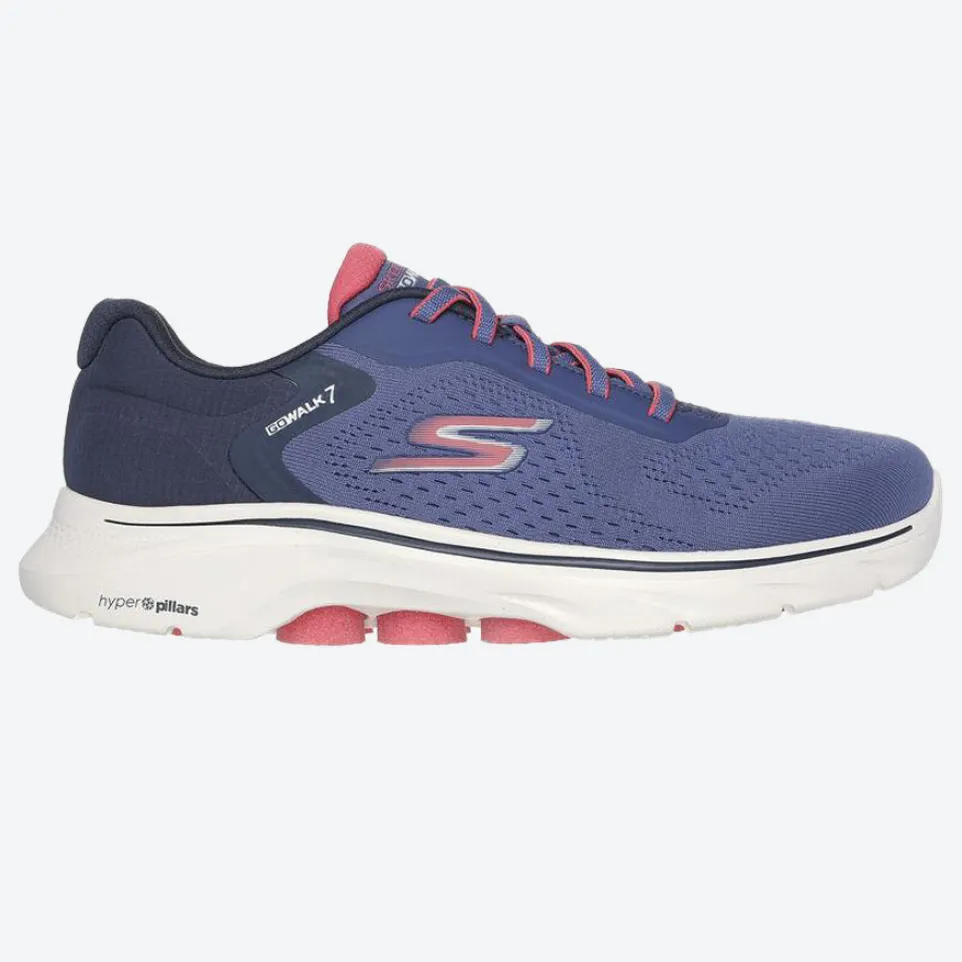 Women's Wide Fit Skechers 125215 Go Walk 7 Cosmic Waves Trainers