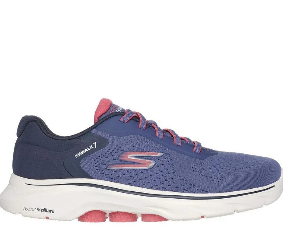 Women's Wide Fit Skechers 125215 Go Walk 7 Cosmic Waves Trainers