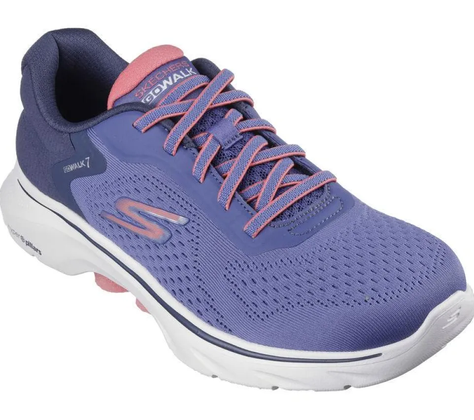 Women's Wide Fit Skechers 125215 Go Walk 7 Cosmic Waves Trainers