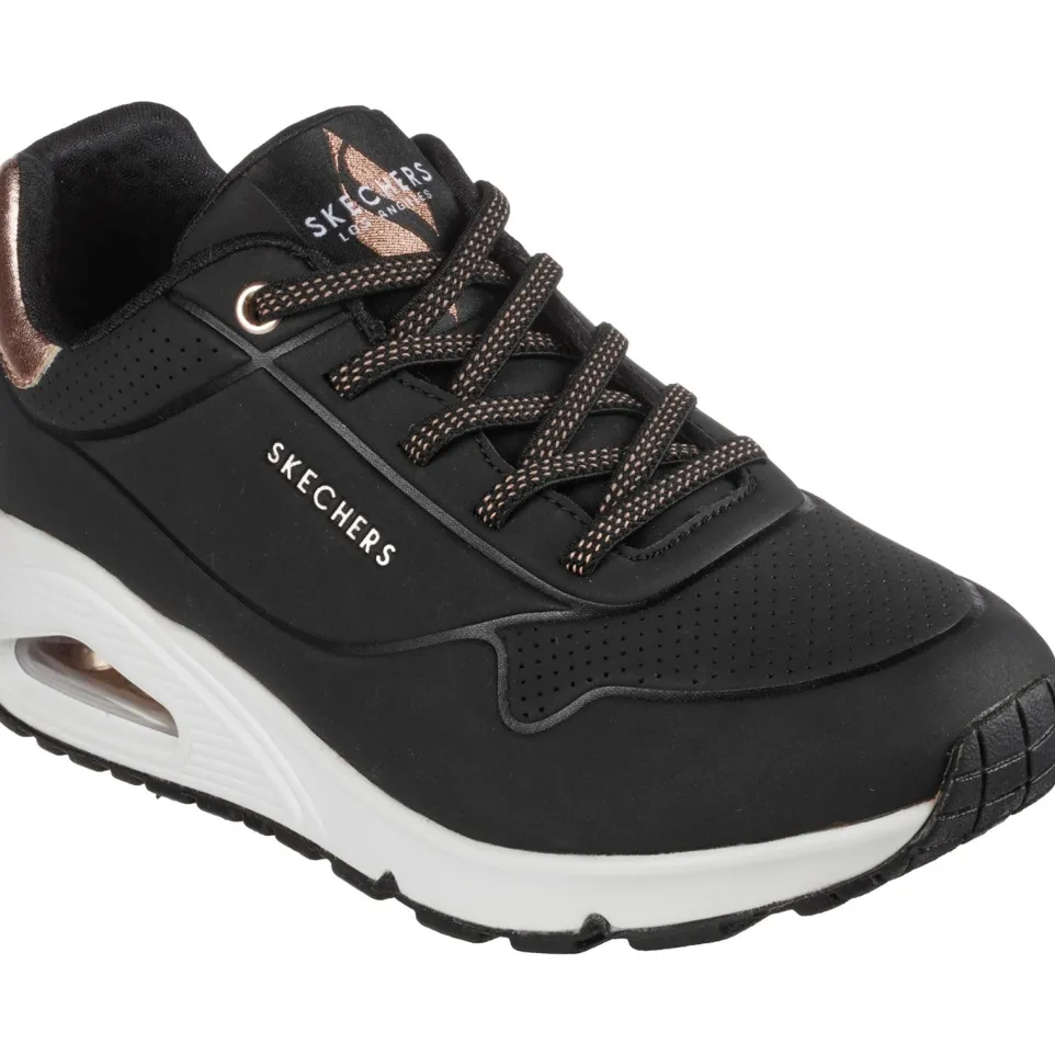 Women's Wide Fit Skechers 155196 Uno Shimmer Away Trainers