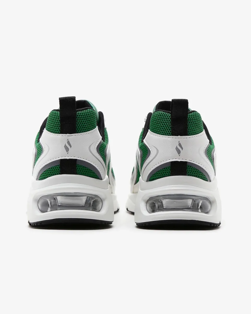 Women's Wide Fit Skechers 177424 Tres Air Uno Street Fl Air Trainers - White/Green